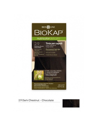 Tinta Capelli Castano Scuro Cioccolato 2.9  Biokap Nutricolor Delicato